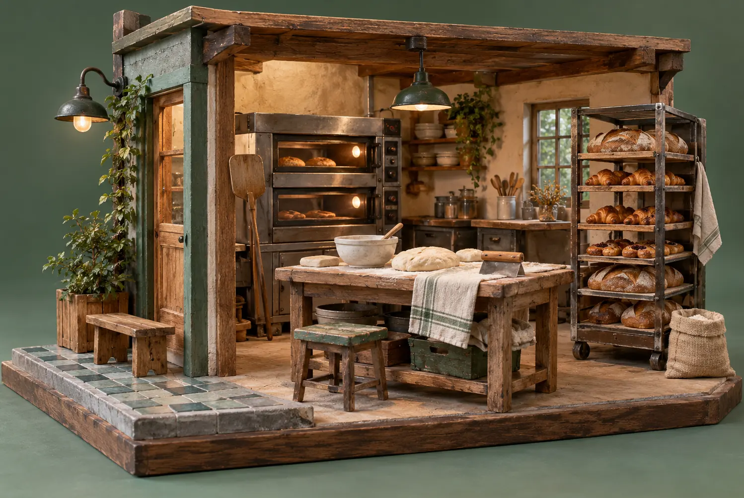 Illustration of bakeries and their working space